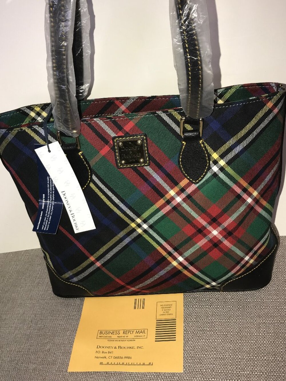 NWT Dooney & Bourke Plaid Tartan Richmond Shopper Tote Bag